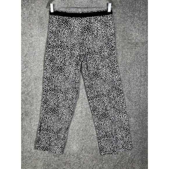 DKNY Brushed Jersey Pull On Pants Womens Size Small Stretch Black White Pockets - Picture 2 of 13